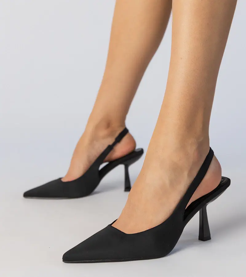Gemre Black satin slingback pumps Kludi