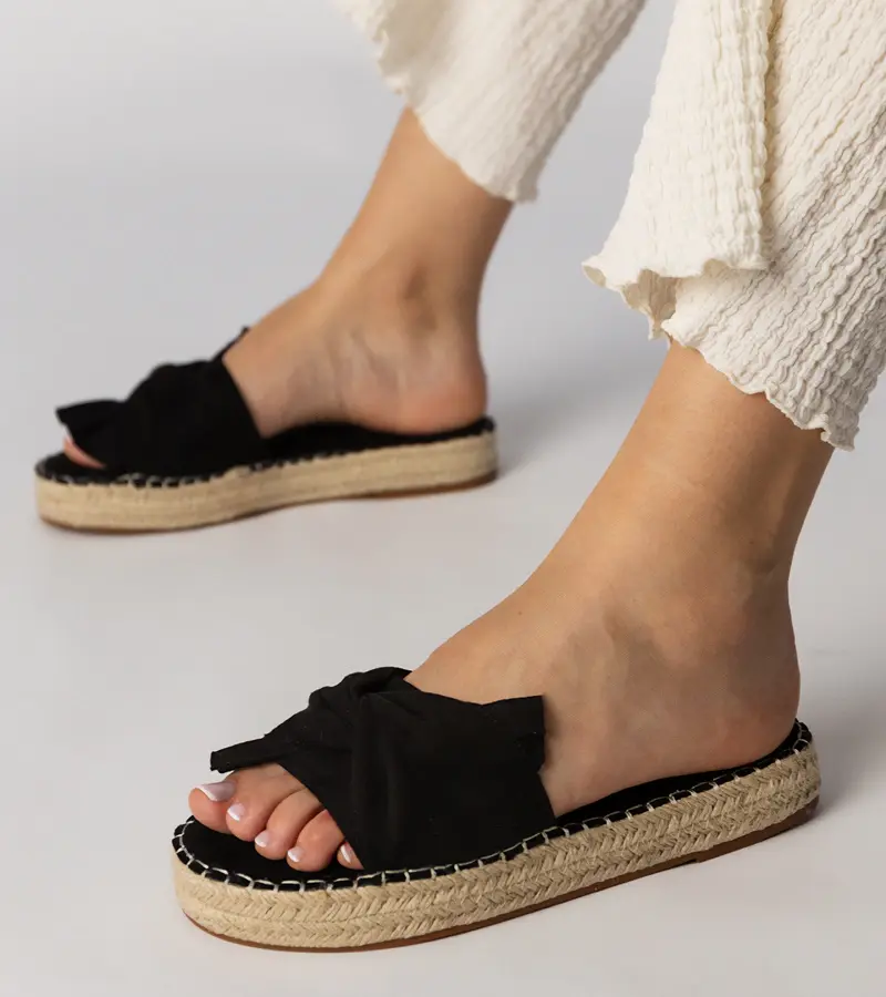 Gemre Black espadrille slides with a bow Luvis