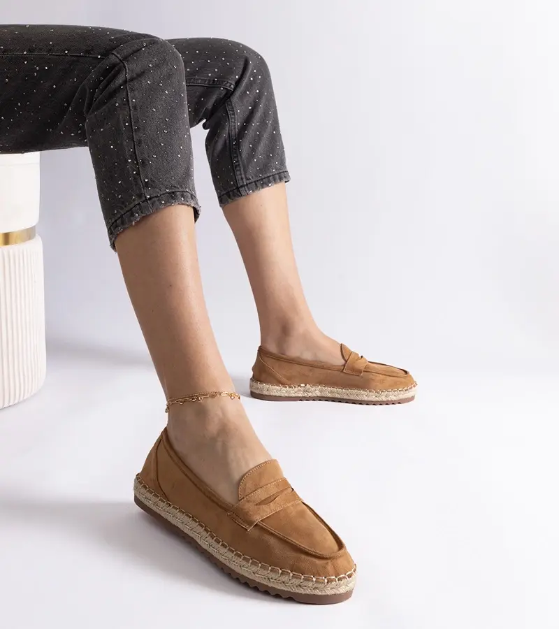 Gemre Karamelové nasúvacie espadrilky na platforme Venera