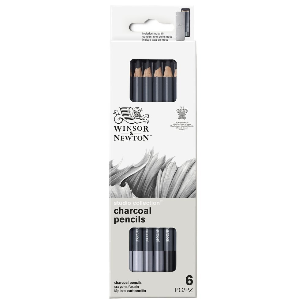 WINSOR & NEWTON Sada uhlíkových skicovacích ceruziek 6ks Winsor & Newton
