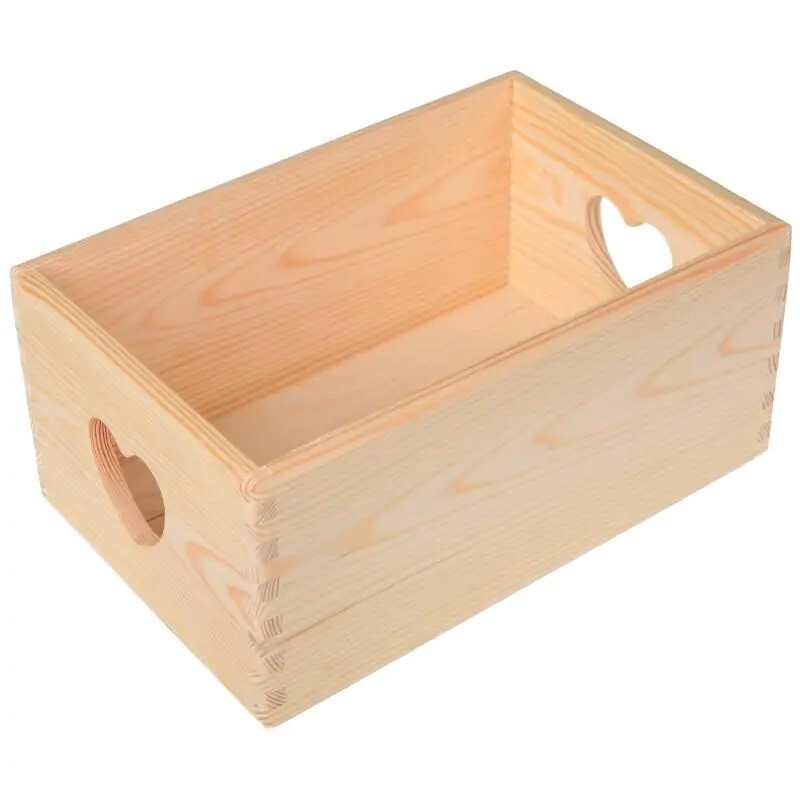 Fenwit Drevená krabička s úchytmi v tvare srdiečka 30 x 20 cm