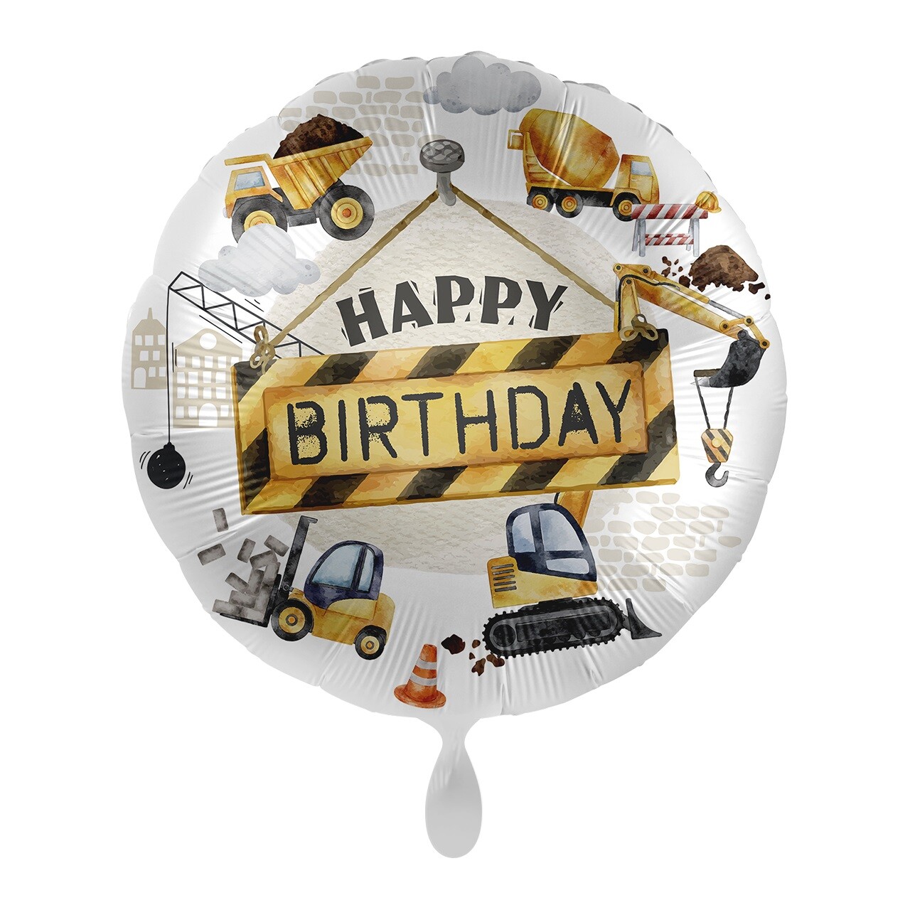 Premioloon Fóliový balón Happy Birthday - Stavebné vozidlá 43 cm