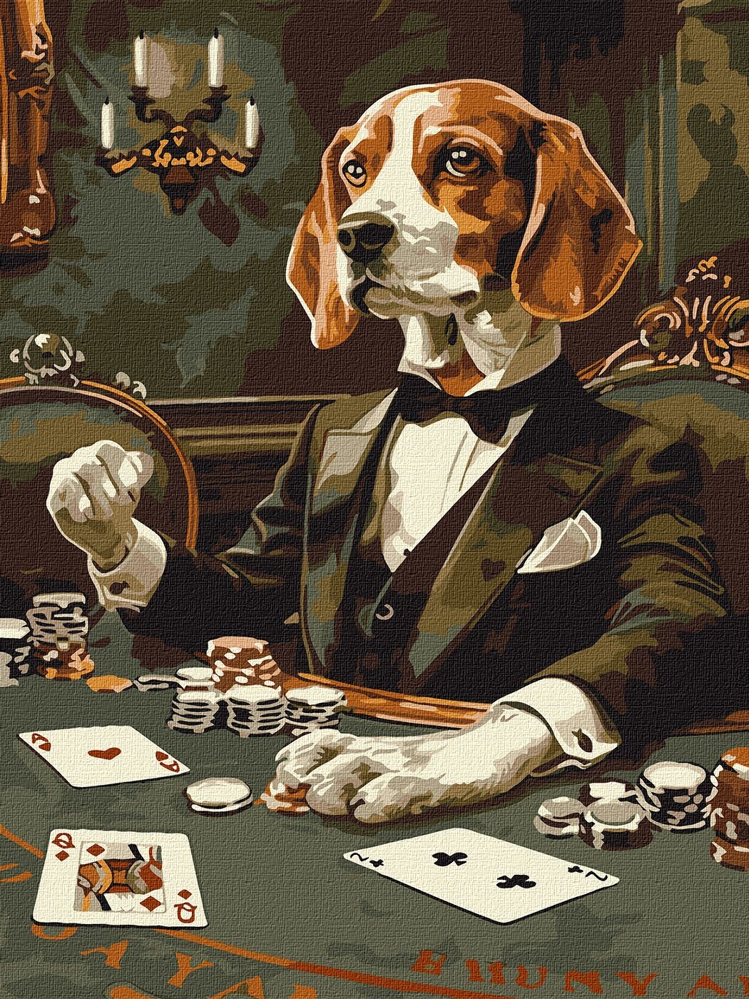 Ideyka Maľovanie podľa čísel - Gambling beagle art_selena_ua 30 x 40 cm