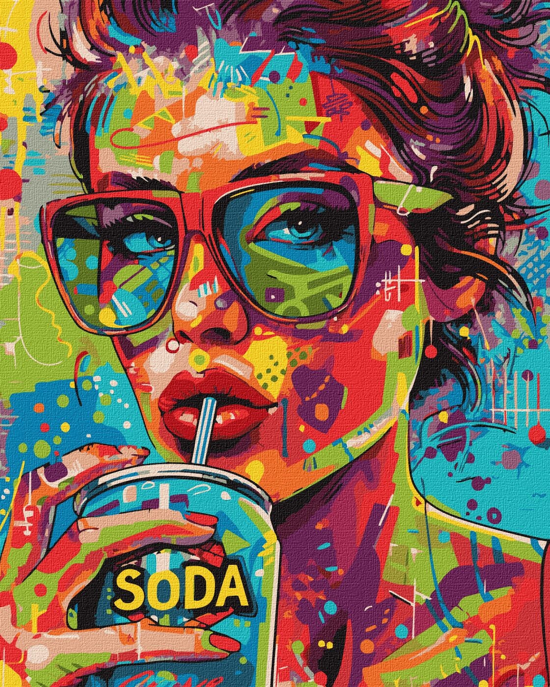 Ideyka Maľovanie podľa čísel - Dievča so sódou art_selena_ua 40 x 50 cm