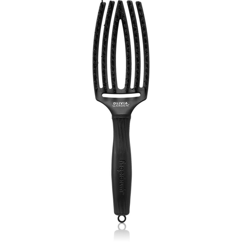 Olivia Garden Fingerbrush Boar & Nylon kefa na vlasy so štetinami z nylonu a diviaka Full Black M 1 ks