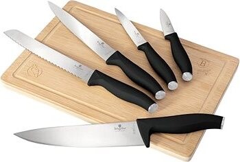 BERLINGERHAUS Sada nožov s doskou 6 ks Matte Black Collection