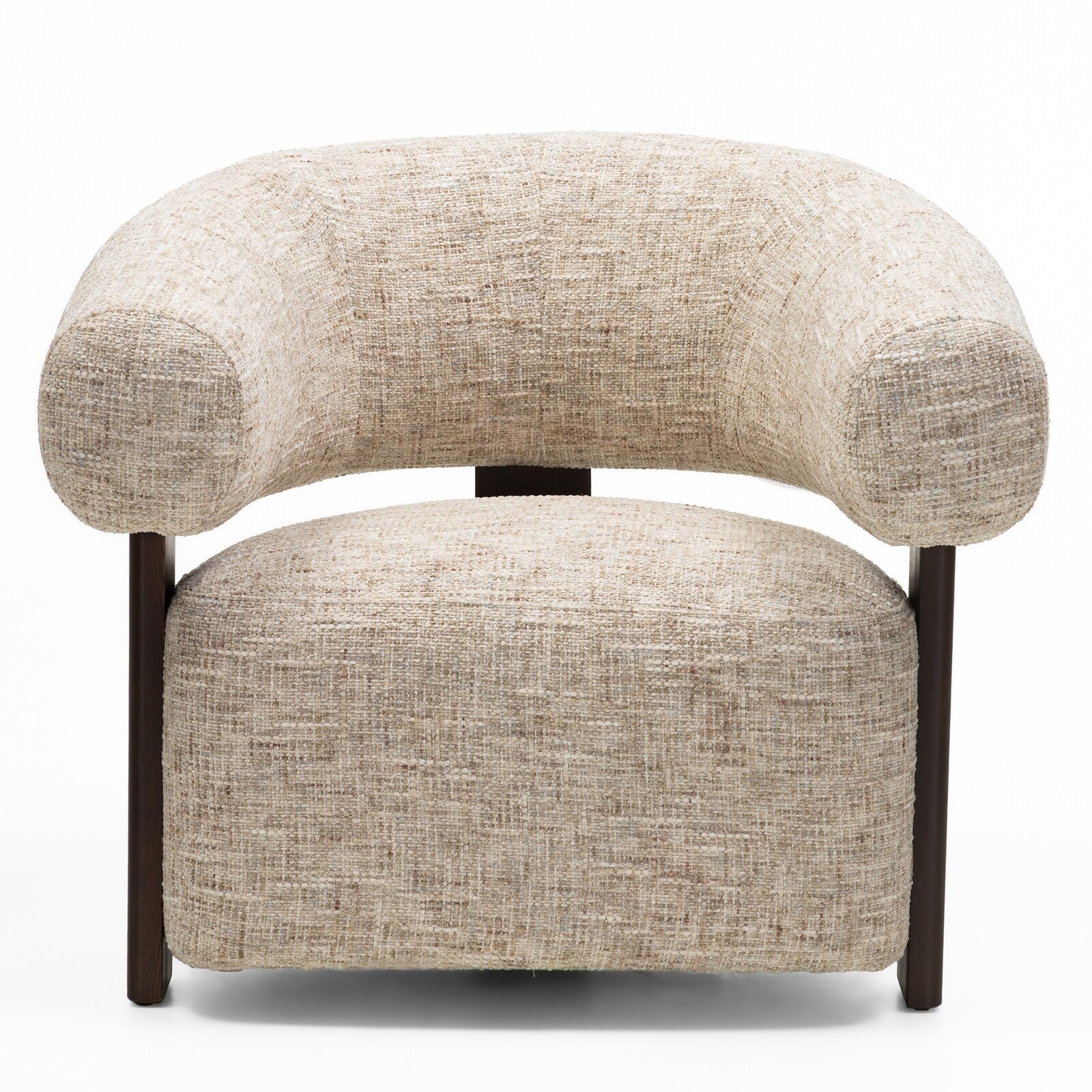 Designové křeslo Maribel béžovo-šedé/ořech