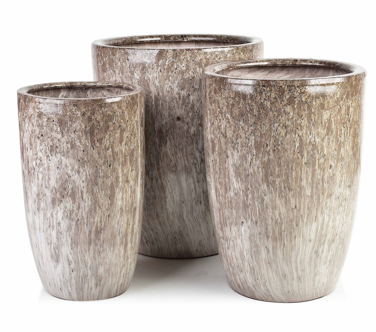 Sada 3 obalů na květináče Neva Marble 03 mramorová/hnědá