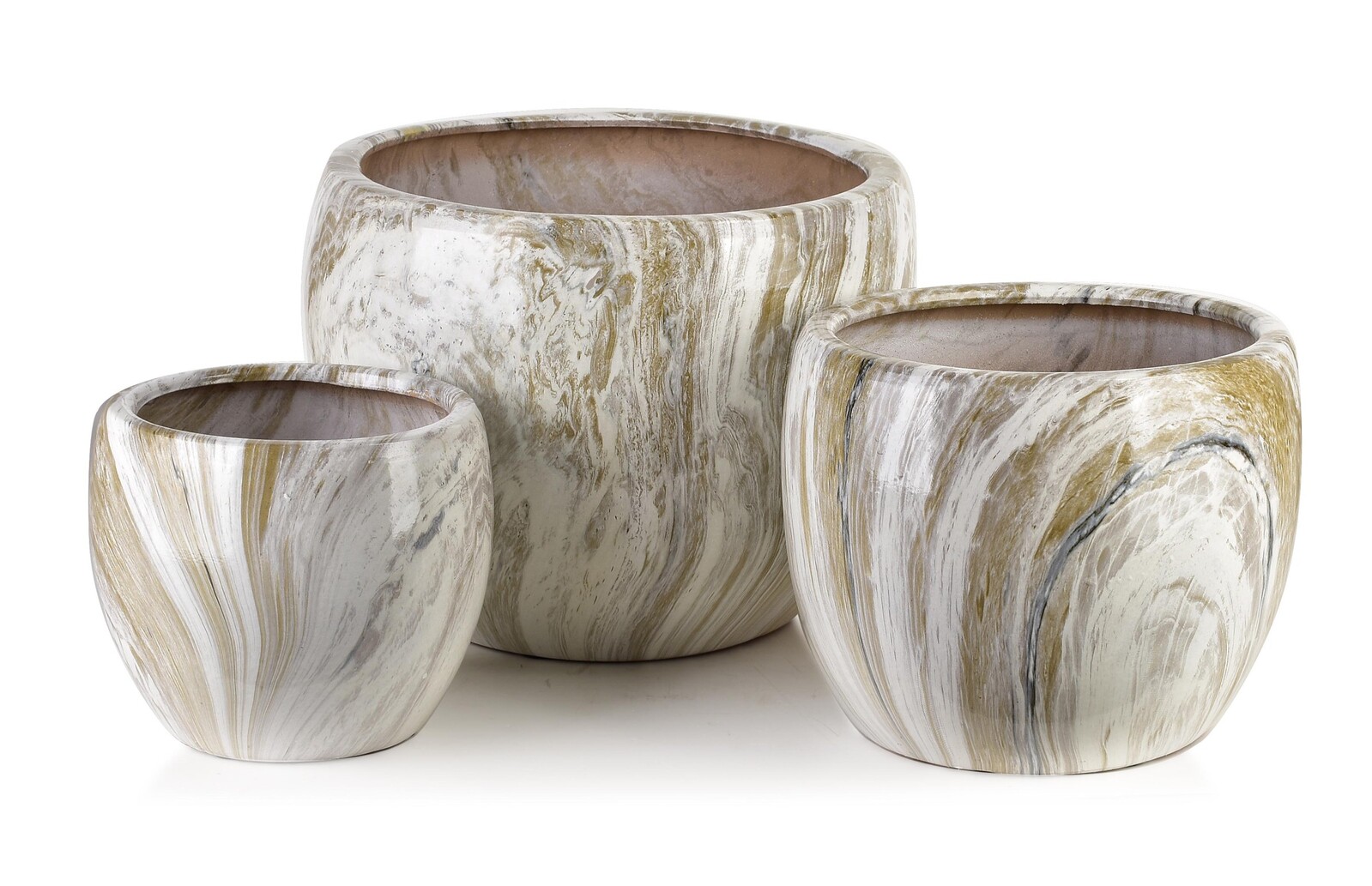 Sada 3 obalů na květináče Neva Marble mramorová/béžová