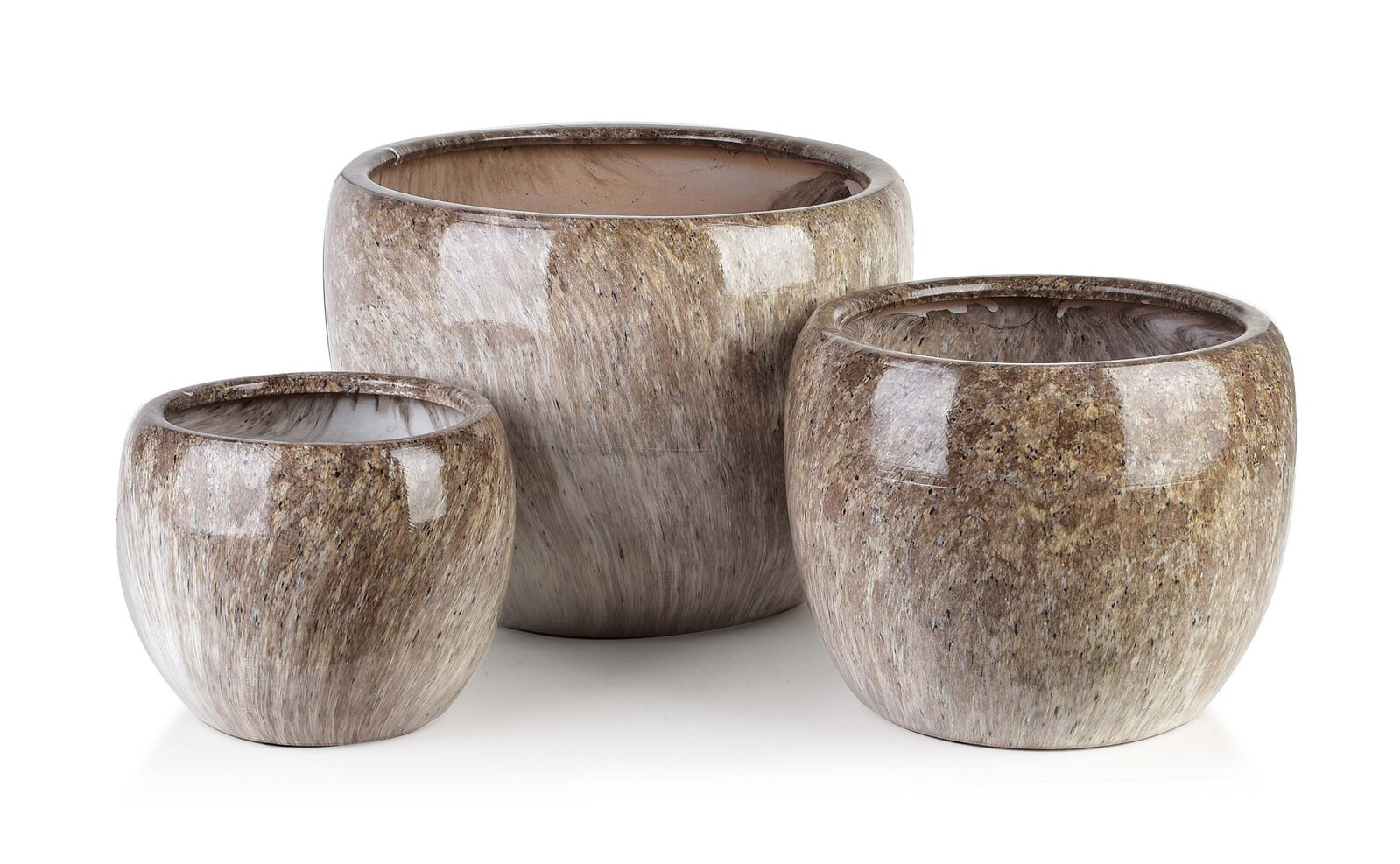 Sada 3 obalů na květináče Neva Marble mramorová/hnědá