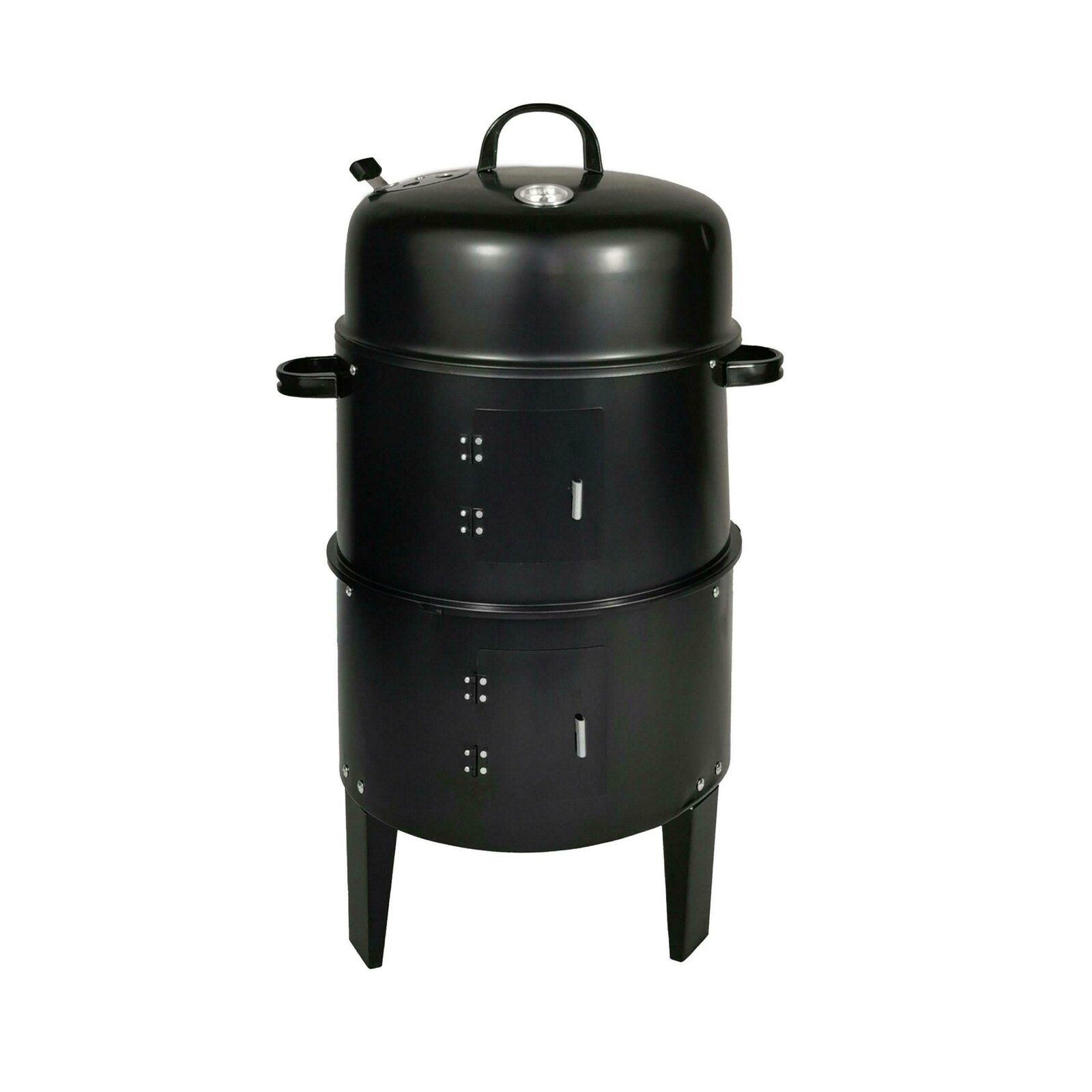Zahradní gril na dřevěné uhlí s udírnou BBQ1004 černý