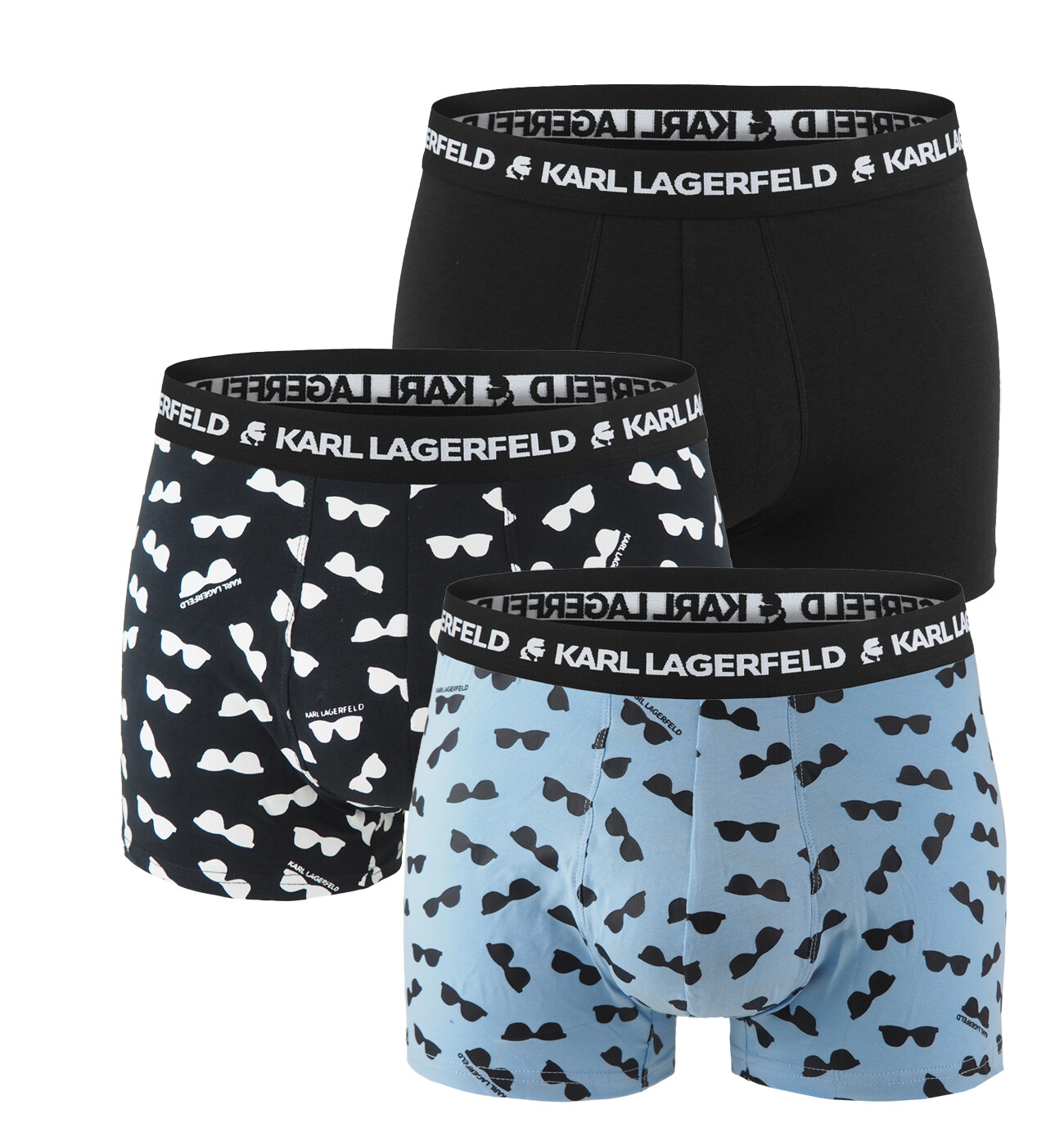 KARL LAGERFELD - boxerky 3PACK organic cotton KARL sunglases blue & black color combo - limitovaná edícia
