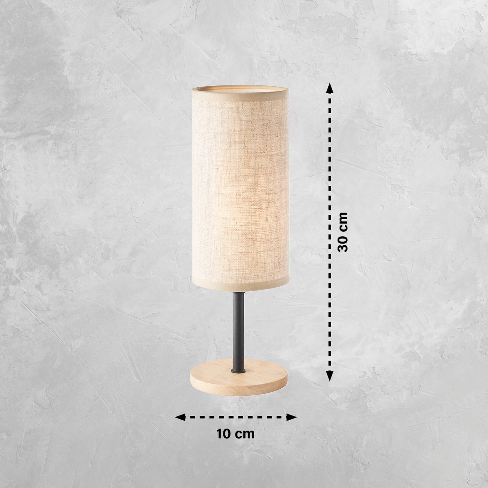 Stolová lampa Parma, béžová, ľan/drevo, výška 30 cm, E14