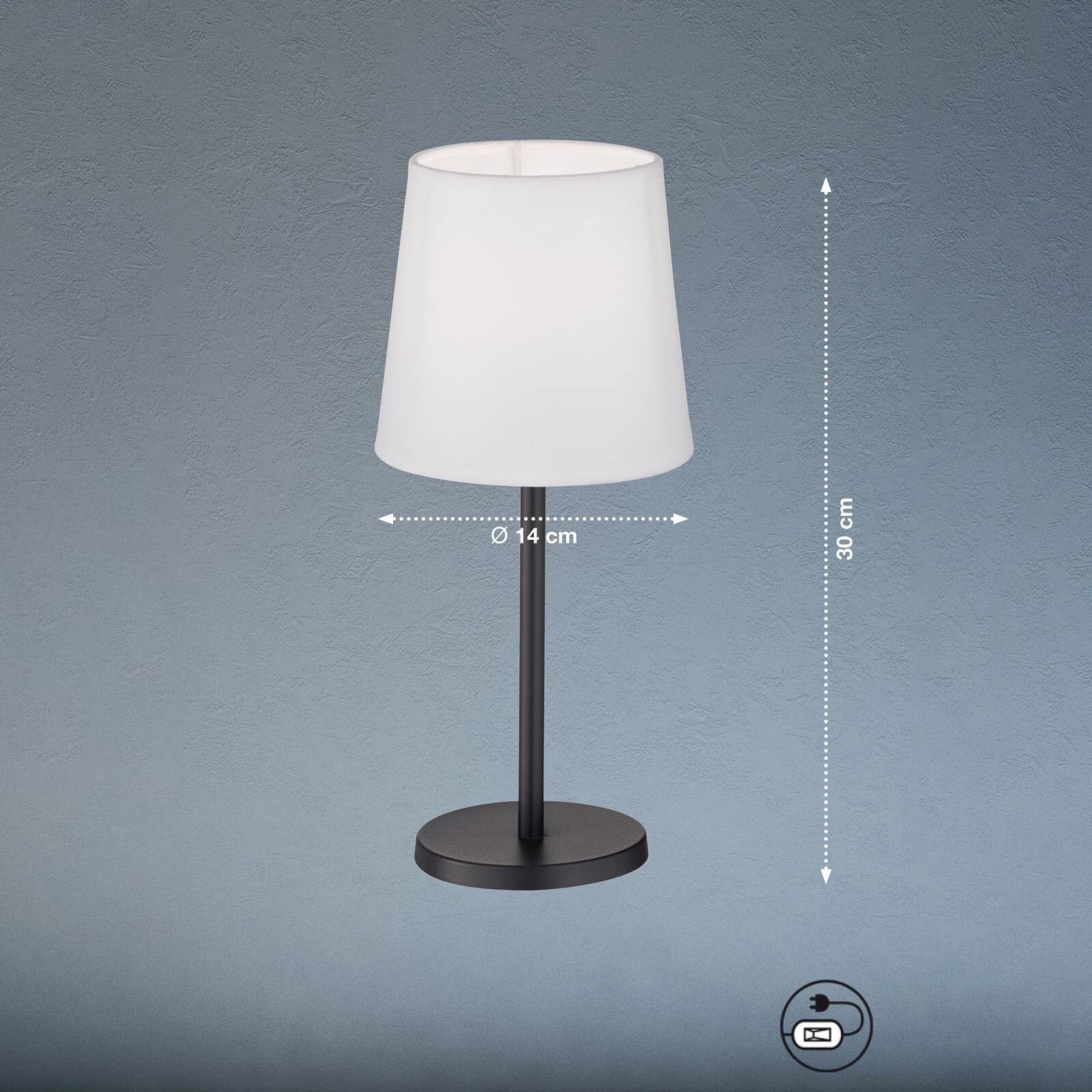 Stolná lampa Rimini, chintz, biela/čierna, E14, 30 cm