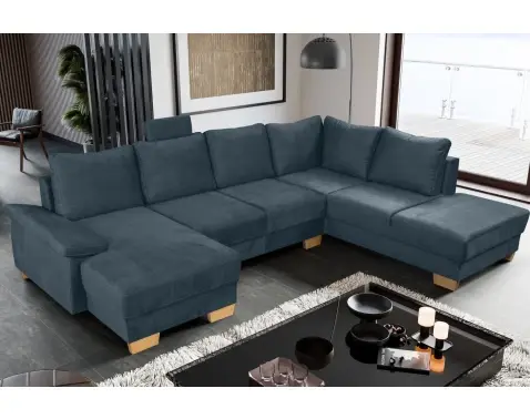 Sedacia súprava Chivas, tvar pravé U, petrolejovo modrá látka%