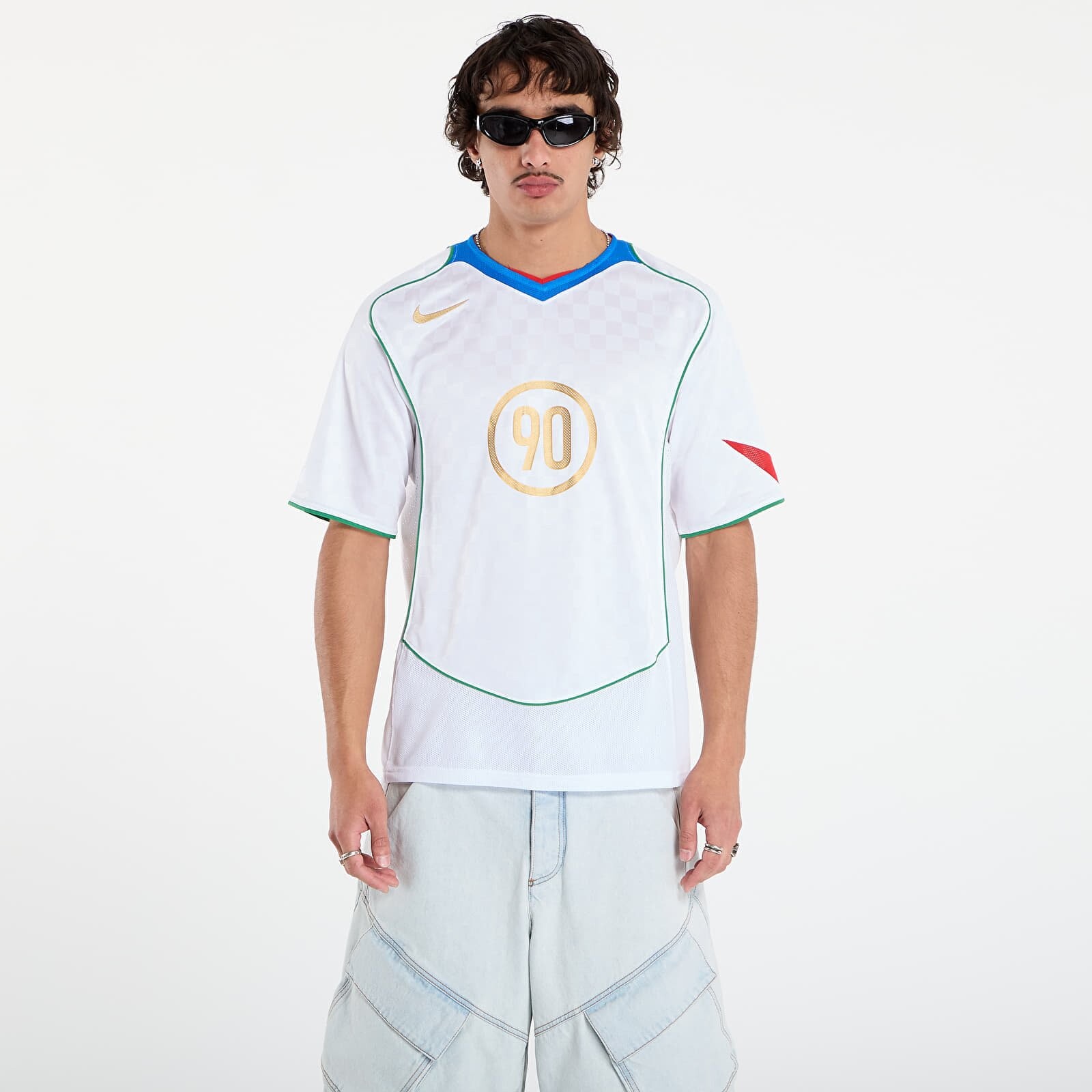 Dres Nike Total 90 Men's Dri-FIT Soccer Jersey White/ Italy Blue/ Sport Red/ Metallic Gold XL