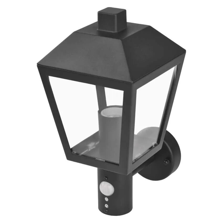 EMOS Čierne fasádne svietidlo s pohybovým čidlom Adenia pre žiarovku E27 ZGB040P