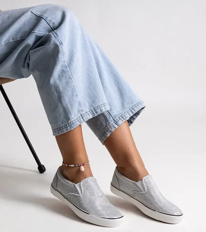 Gemre Strieborné blyštivé tenisky Lublubah