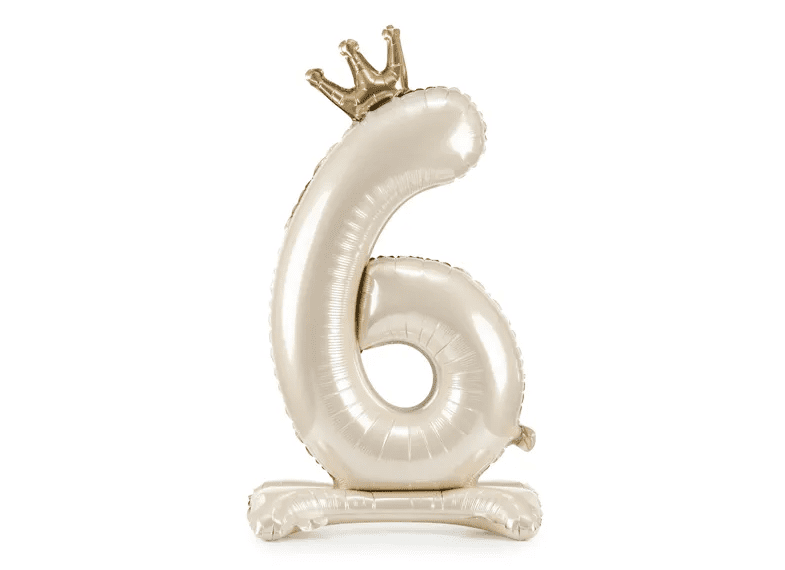 PartyDeco Samostojaci fóliový balón 6 - Satin cream 84 cm