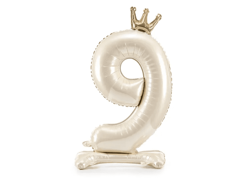 PartyDeco Samostojaci fóliový balón 9 - Satin cream 84 cm