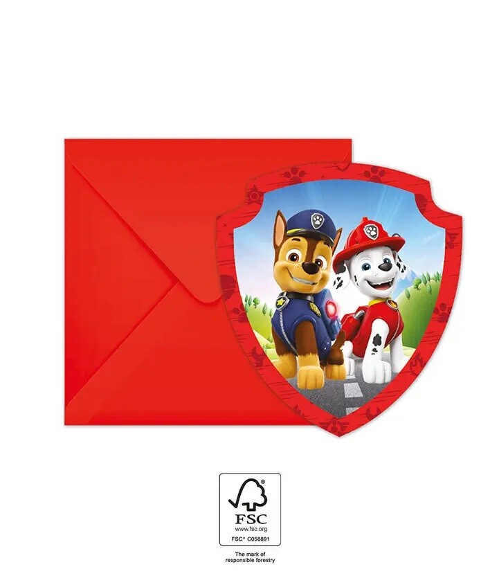 Procos Pozvánky s obálkami - Paw Patrol 6 ks