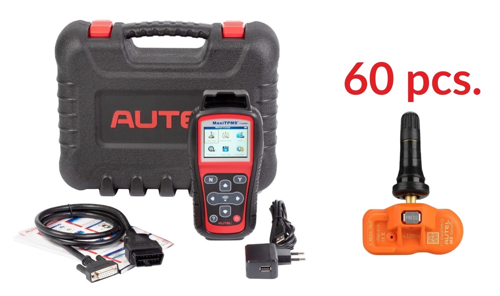 TPMS kit - MX-Sensor 434 MHz Europe rubber (60 pcs) + TS508WF Tester