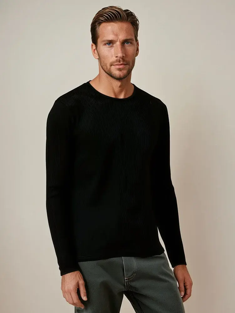 Pánsky čierny sveter WX2308 S