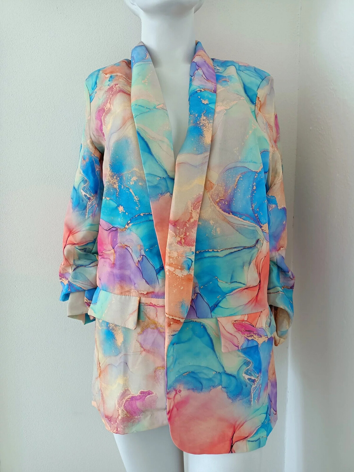 Dámska bunda 7684A modro-zeleno-oranžová - FPrice XL