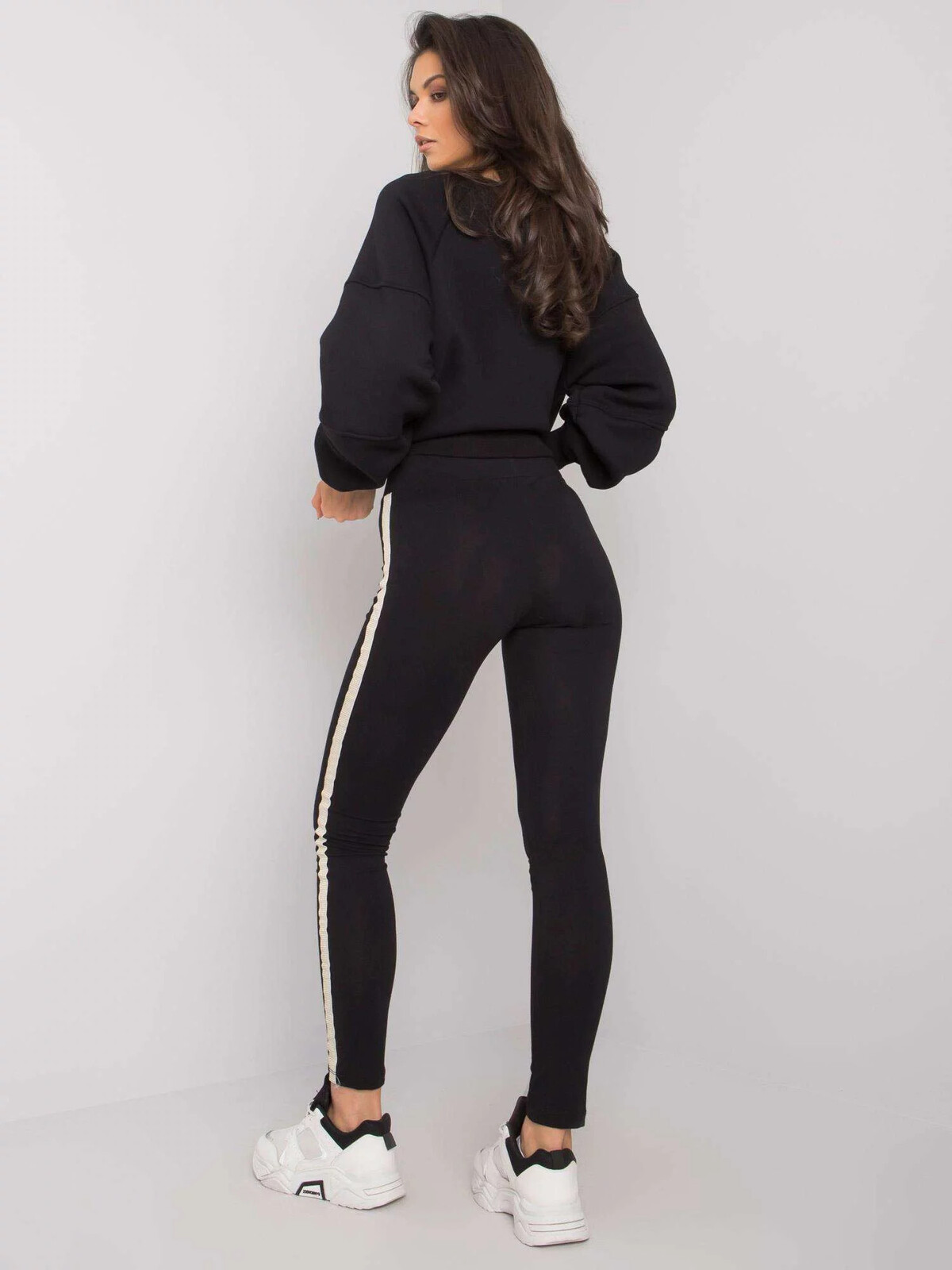 Dámske legíny RV LG 7324.63 Black with gold - Rue paris S černá se zlatou