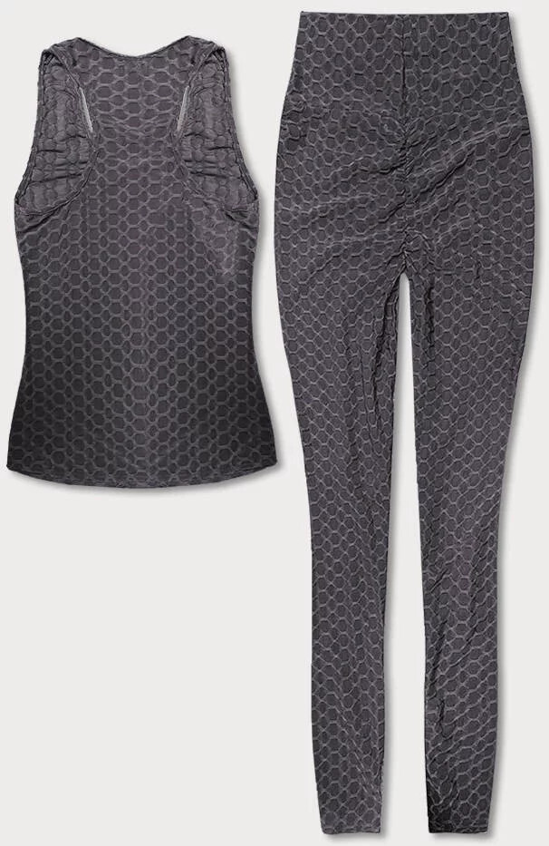 Dámsky športový set - top a legíny YW88037-2 Tmavo šedá - J.STYLE L tmavě šedá