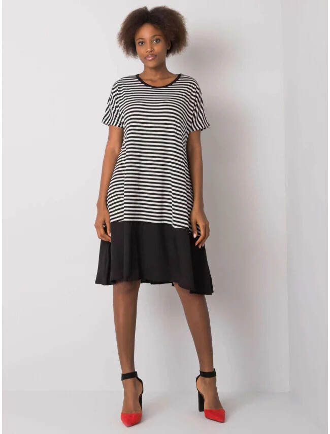 Dámske šaty TO-SK-1630.71P Čierne s bielou - FPrice XL černá s bílou