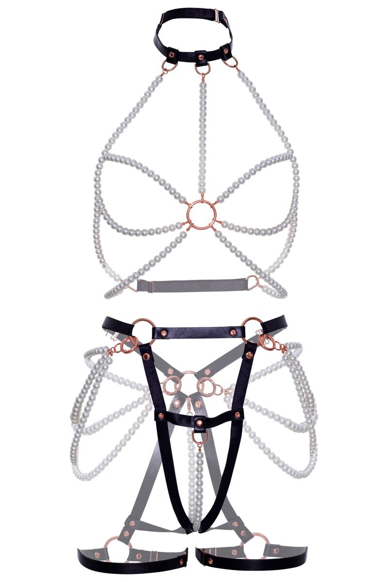 Čierno-biely harness set KI4049