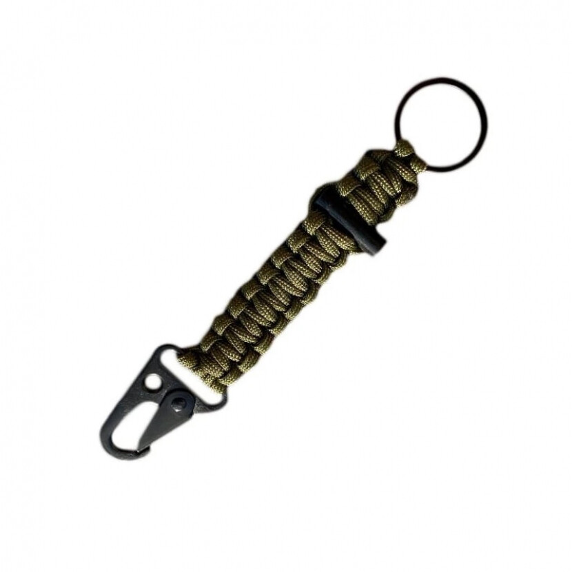 Karabína s kresadlom a paracordom Dongguan - olivová