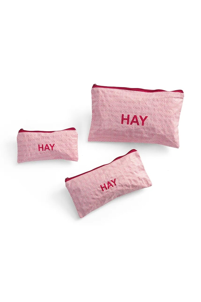 Sada organizérov HAY Candy Mono Wash Bag 3-pak ružová farba