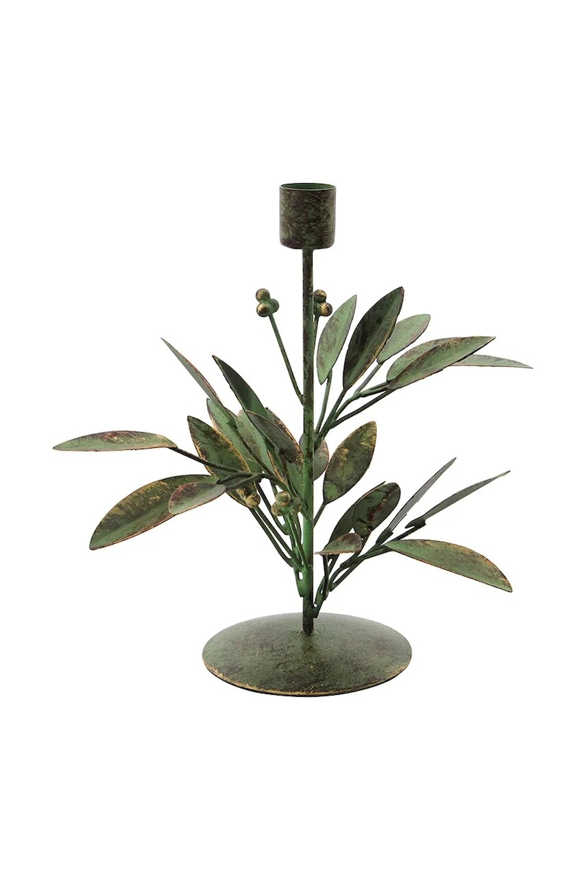 Dekoračný svietnik House Doctor HDLeaves 20 cm zelená farba