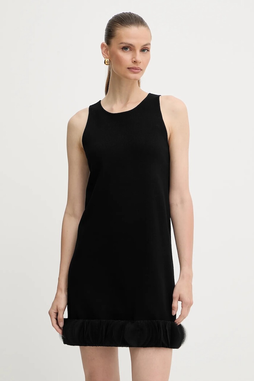 Šaty Twinset čierna farba, mini, rovný strih, 252AP3012