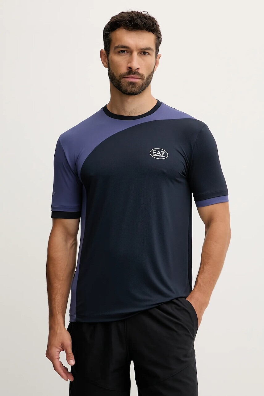 Tréningové tričko EA7 Emporio Armani tmavomodrá farba, vzorované, AF13689.7M000840