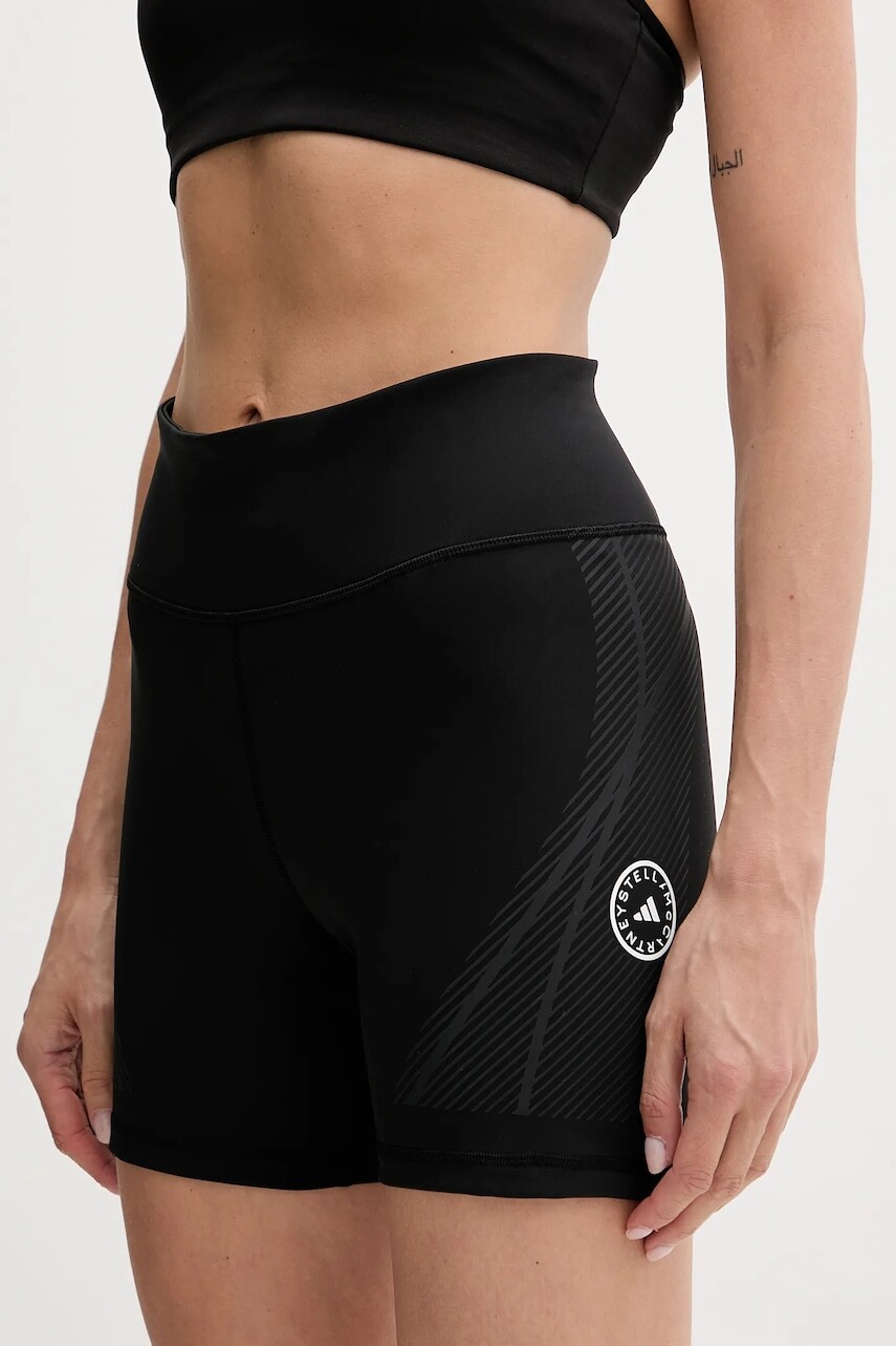 Tréningové šortky adidas by Stella McCartney čierna farba, vzorované, stredne vysoký pás, JW2024