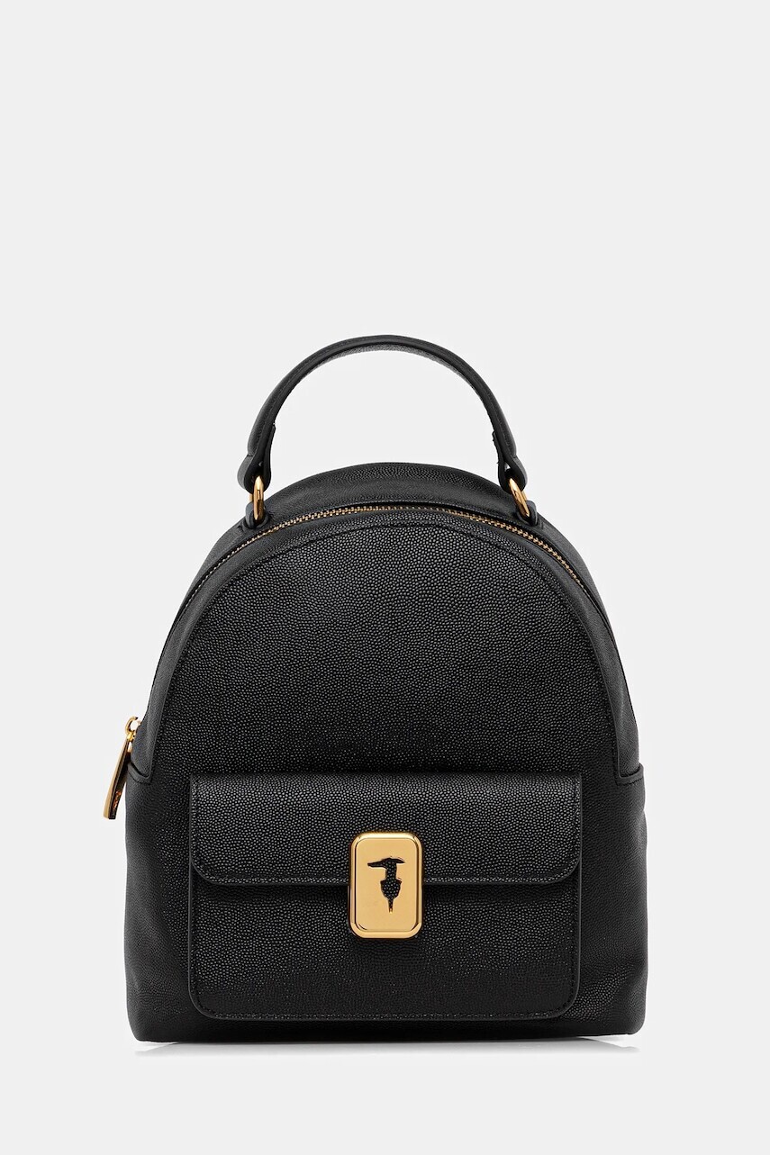 Kožený ruksak Trussardi čierna farba, malý, jednofarebný, Z607E106080N