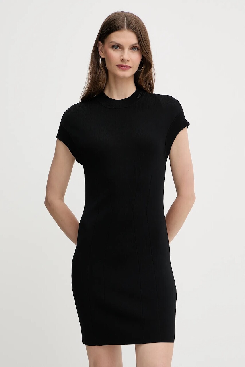 Šaty Armani Exchange čierna farba, mini, rovný strih, XW000764 AF10352