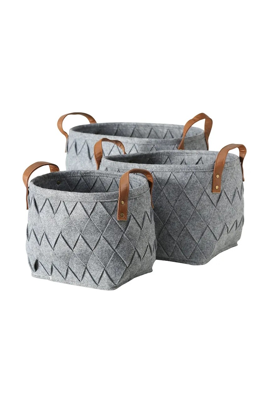 Sada úložných košíkov Boltze Toms 3-pak šedá farba