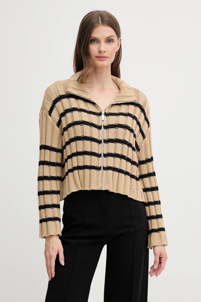 Bavlnený kardigán Dkny zelená farba, DJ5R0614