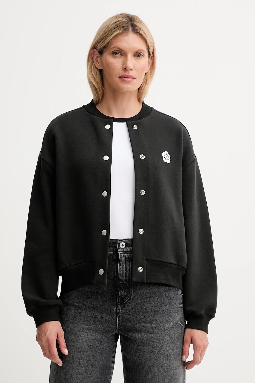 Bunda Kenzo čierna farba, prechodná, oversize, FF62BL5514MK