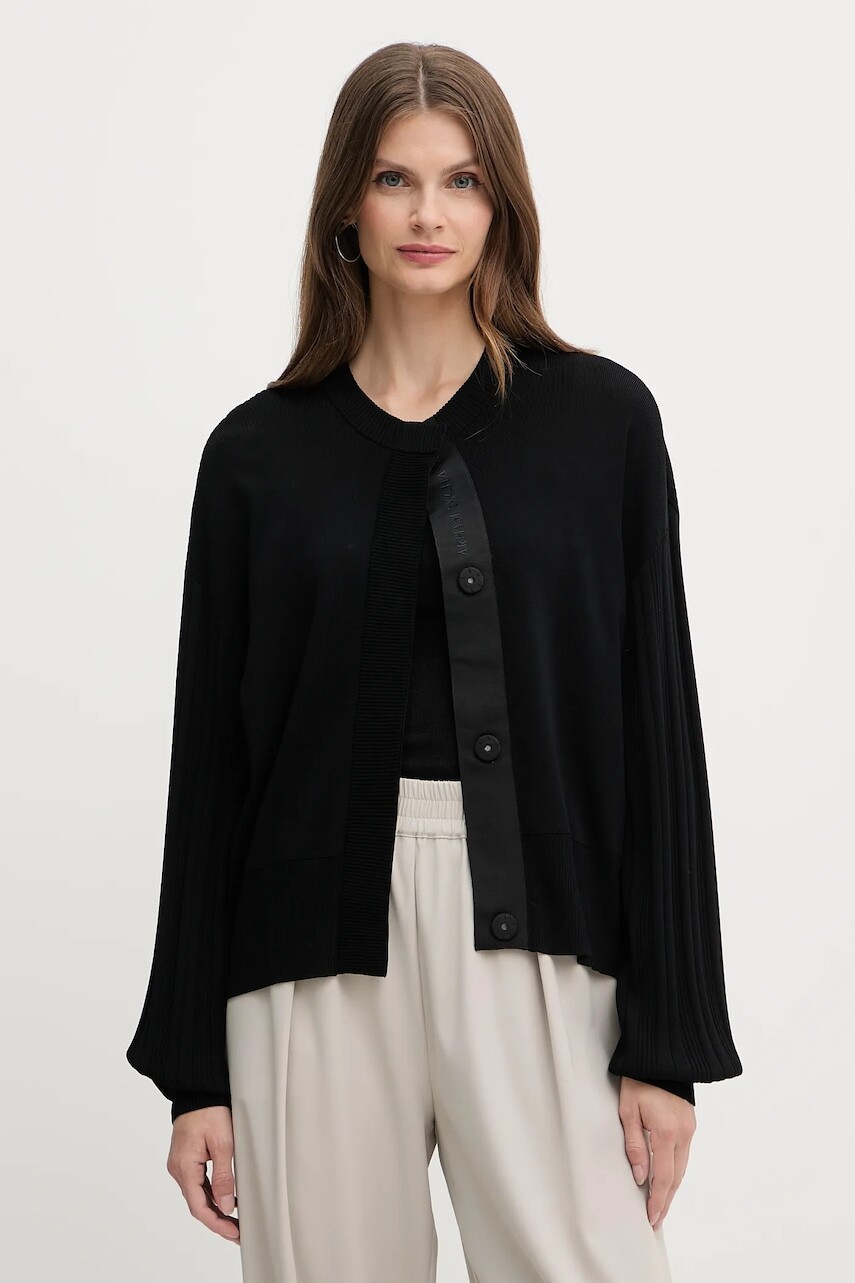 Kardigán Armani Exchange čierna farba, ľahký, XW000762 AF10352