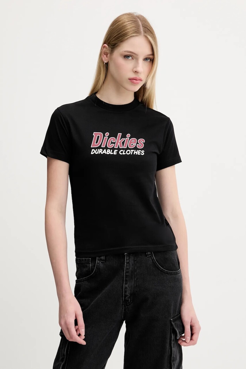 Bavlnené tričko Dickies dámske, čierna farba, DK0A87Q5