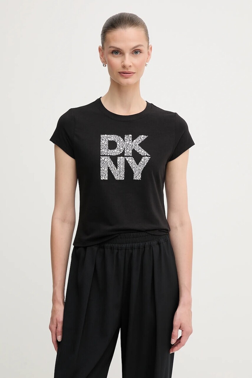 Tričko Dkny dámske, čierna farba, DJ5T1512