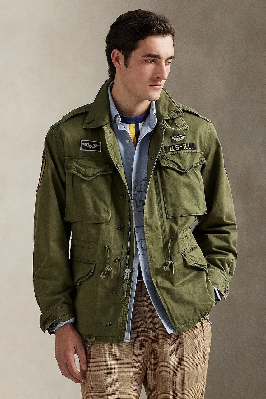 Bavlnená bunda Polo Ralph Lauren zelená farba, prechodná, 710970575