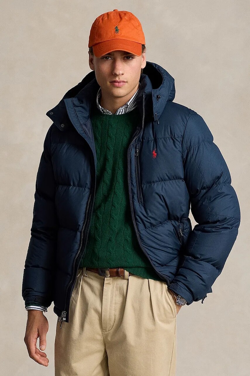 Páperová bunda Polo Ralph Lauren tmavomodrá farba, zimná, 710968278