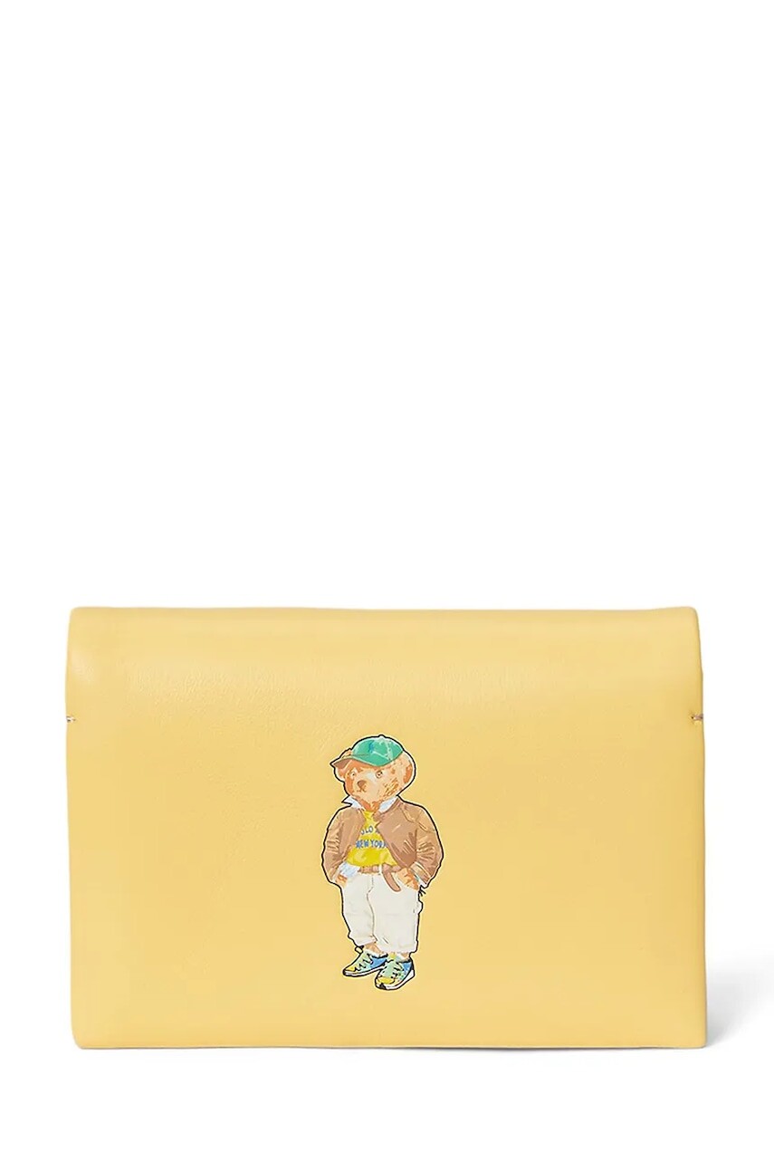 Kožená peňaženka Polo Ralph Lauren žltá farba, 427971201