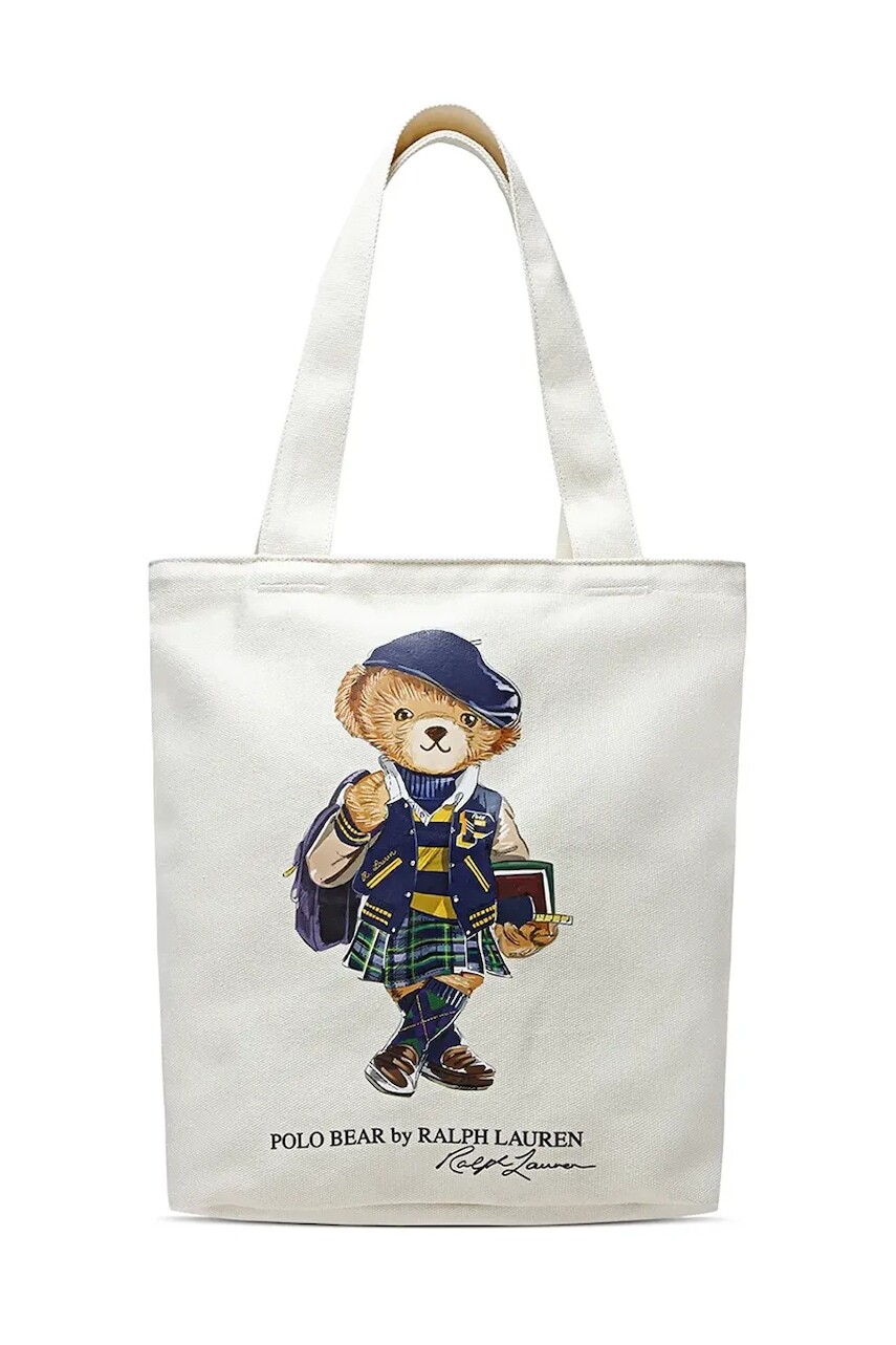 Detská bavlnená kabelka Polo Ralph Lauren béžová farba, 9AR021